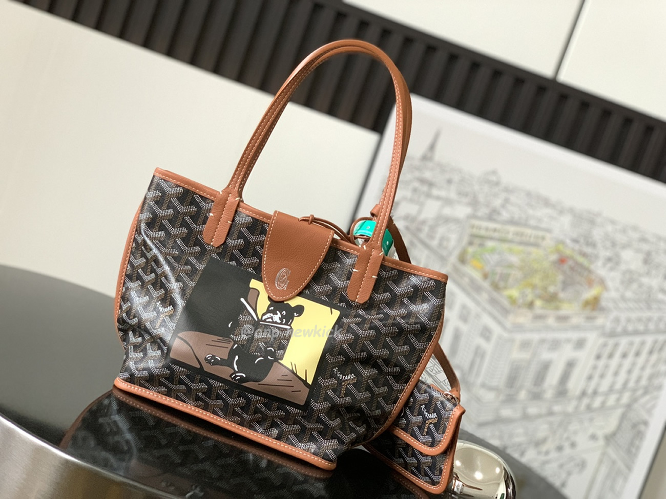 Goyard Anjou Mini Tote Bag Blacknatural Black Grey Navy White Green Yellow (6) - newkick.app